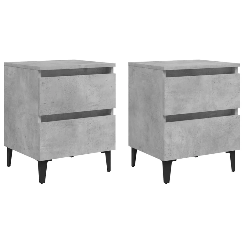 Lot de 2 tables de chevet avec tiroirs 40 x 35 x 50 cm bois d'ingénierie gris DEC035364