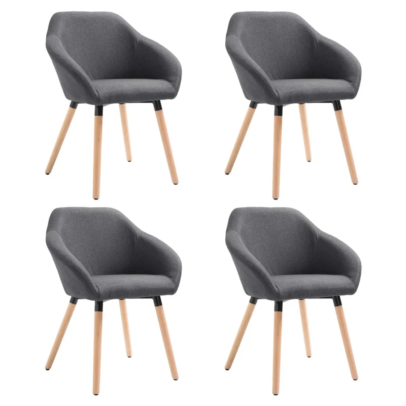 Lot de 4 chaises de salle à manger cuisine design moderne gris foncé tissu CDS021559