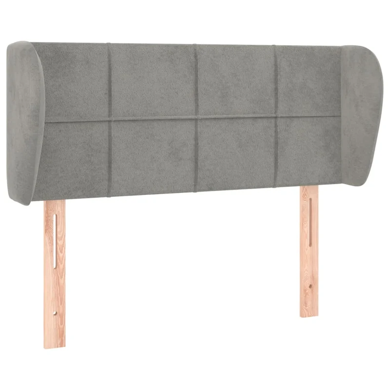 Tête de lit accessoire couchage chambre à coucher meuble avec rebord latéral 83 x 23 x 78/88 cm tissu velours gris clair TDL0205116