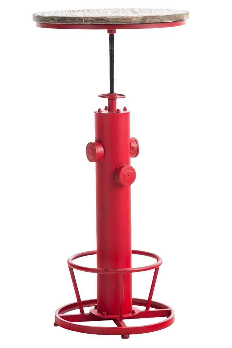 Table haute table de bar style industriel hauteur réglable repose-pieds rouge TAB10023