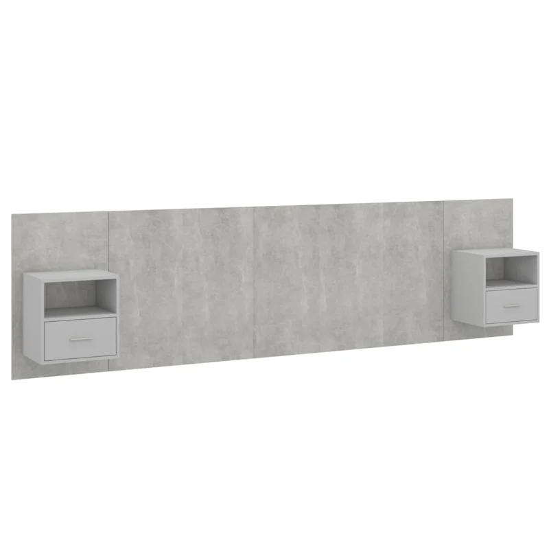 Tête de lit accessoire couchage chambre à coucher meuble avec chevet intégré étagère MDF gris TDL0205813
