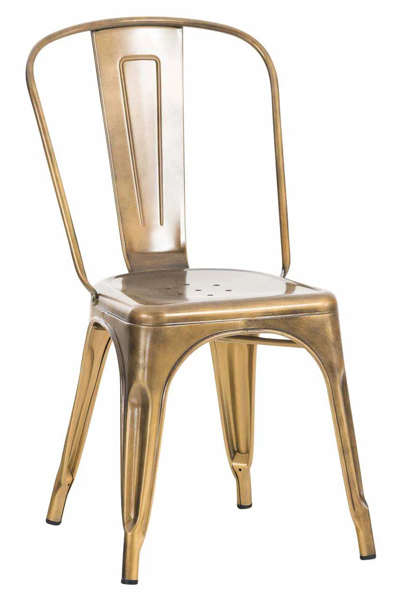 Chaise empilable style industriel factory métal doré CDS101113