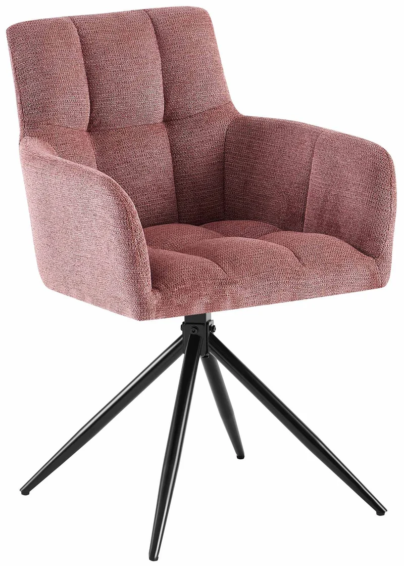 Chaise de salle à manger x1 moderne et confort mécanisme de rotation à 180° en tissu rose et métal 10_0007486