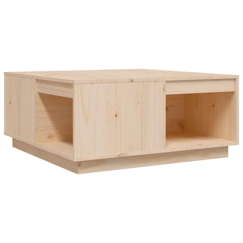 Table basse de salon design rustique 80 x 81 x 36,5 cm bois massif de pin non traité DEC037202