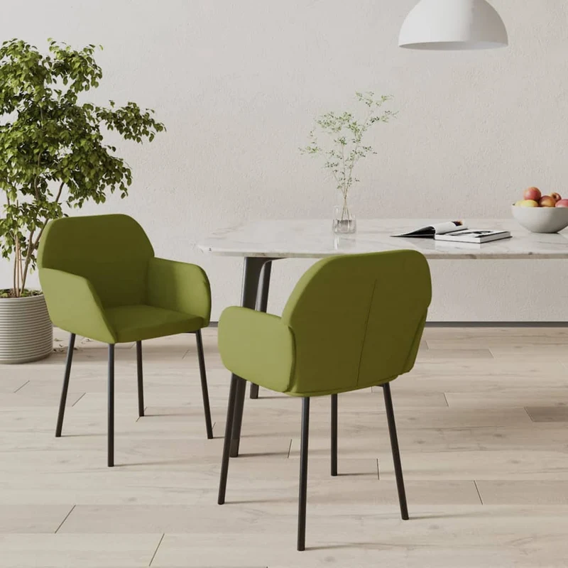 Set de 2 chaises de salle à manger vert clair en tissu velours vert DEC025591