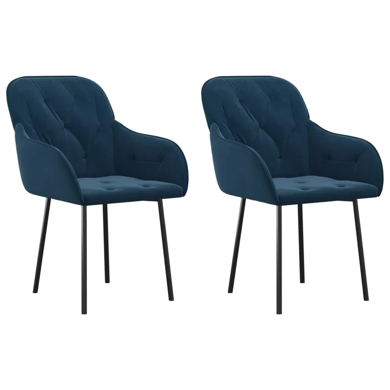 Set de 2 chaises de salle à manger en tissu velours bleu et métal DEC025489