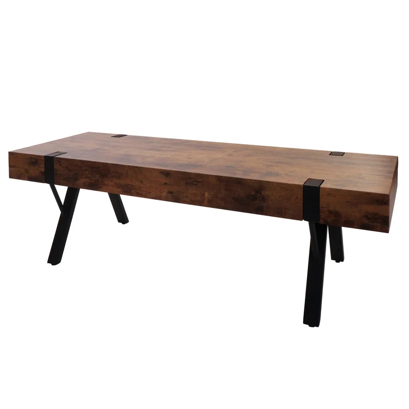 Meuble TV industriel 120x40x42 cm métal noir et MDF effet chêne sauvage foncé 04_0007861