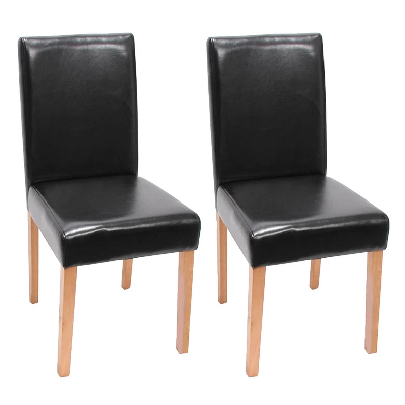 Lot de 2 chaises de salle à manger dossier haut similicuir noir bois clair 04_0007407