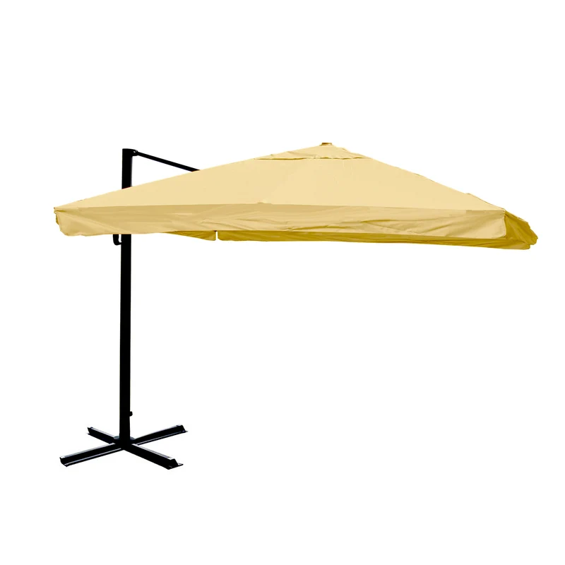 Parasol déporté professionnel 3x4 m inclinable non orientable avec pied croix inclus aluminium acier polyester crème 04_0011228