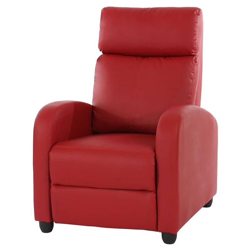Fauteuil relax inclinable avec repose pieds et fonction allongée simili cuir rouge 04_0011483