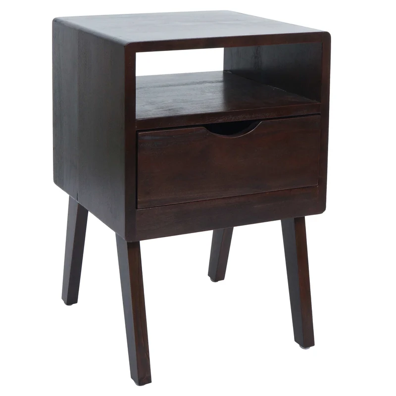 Table de chevet avec tiroir et rangement ouvert 64x42x40 cm bois d’acajou marron foncé 04_0009136