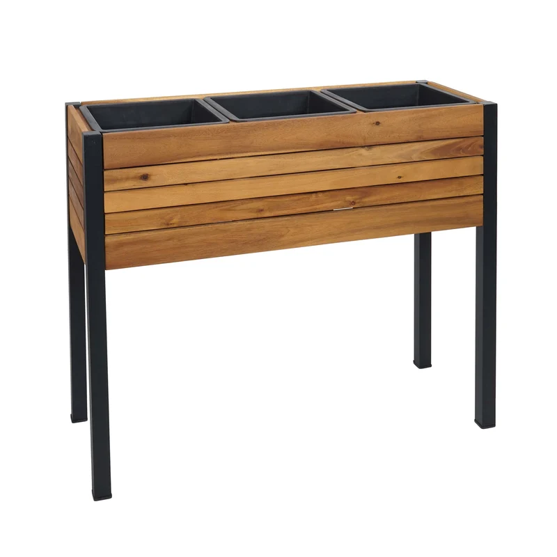 Jardinière sur pieds avec inserts amovibles 75x81x30 cm bois d’acacia aluminium marron 04_0007216
