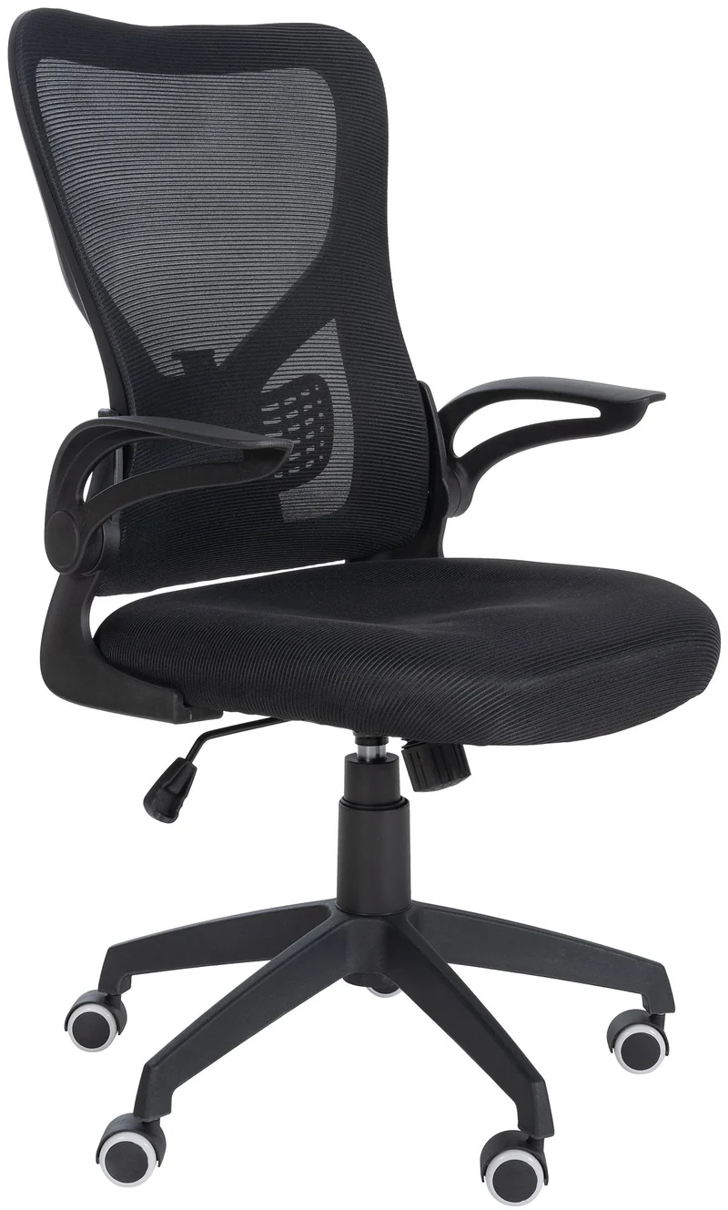 Chaise de bureau sur roulettes accoudoirs rabattables dossier en maille respirante noir 10_0006959