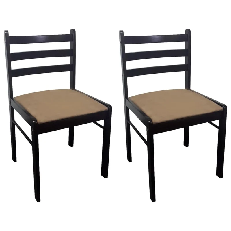 Lot de 2 chaises de salle à manger cuisine marron Hévéa solide et velours CDS020700