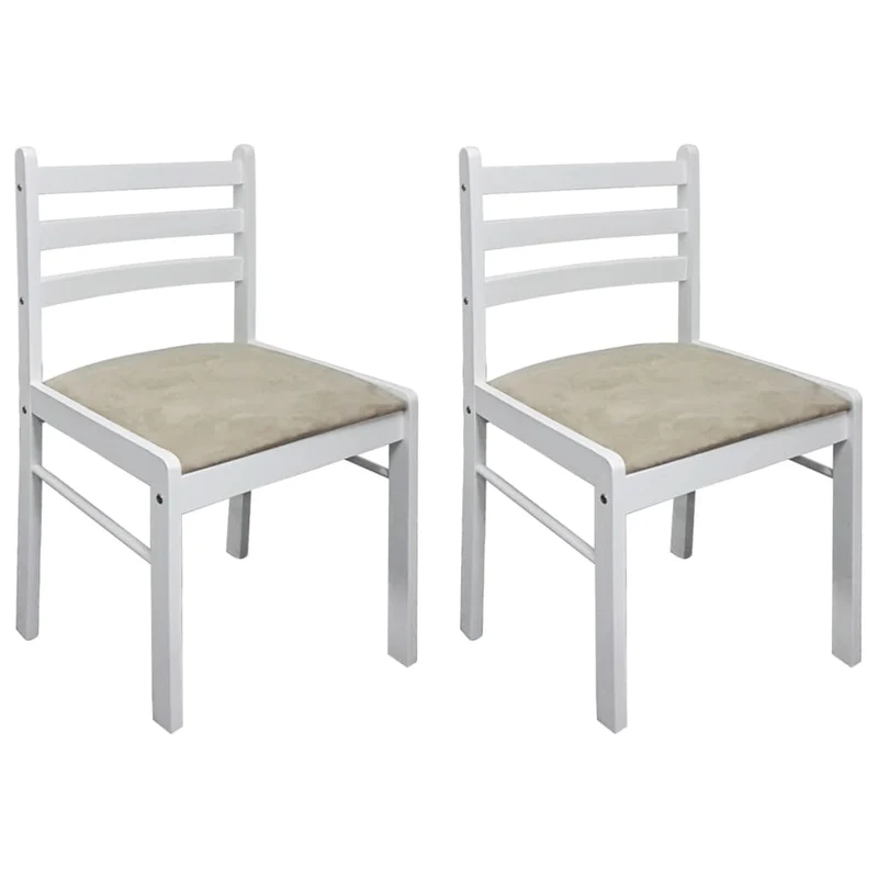 Lot de 2 chaises de salle à manger cuisine design classique hévéa solide et velours blanc CDS020170