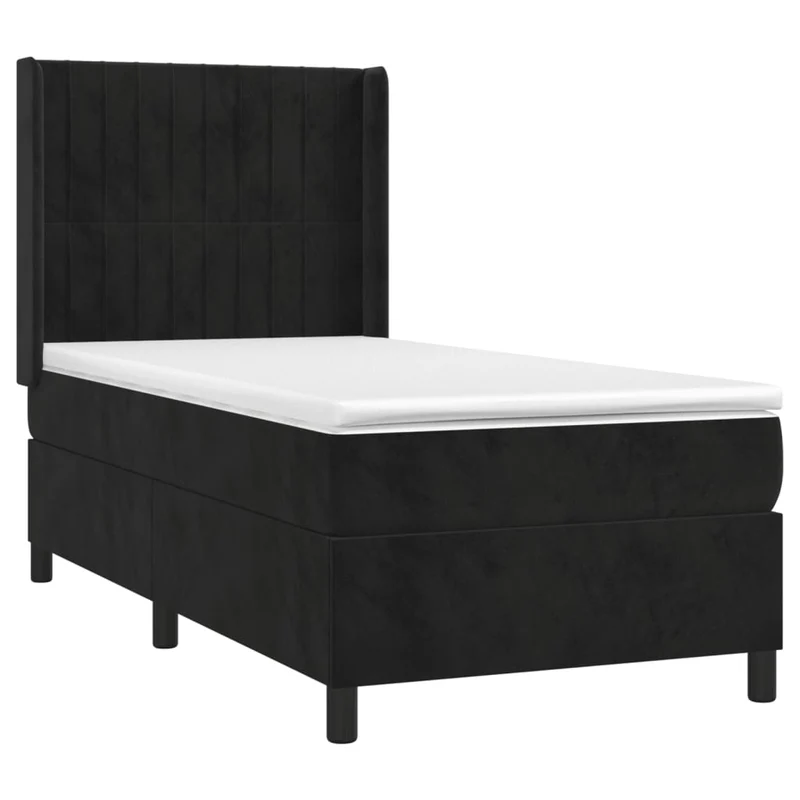 Cadre de lit LED avec sommier tête de lit matelas 100x200 cm tissu velours noir TDL0209319