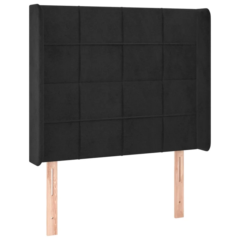 Tête de lit accessoire couchage chambre à coucher meuble avec rebord latéral 103 x 16 x 118/128 cm Tissu velours noir TDL0204626