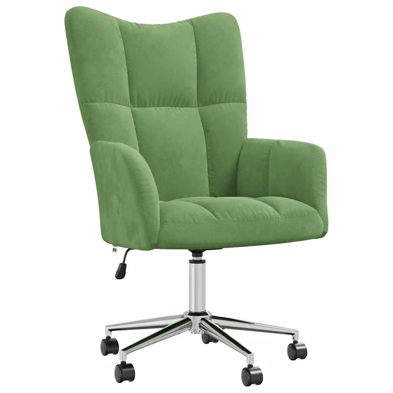 Fauteuil lounge chaise de canapé sur roulettes design moderne en velours vert clair DEC026777