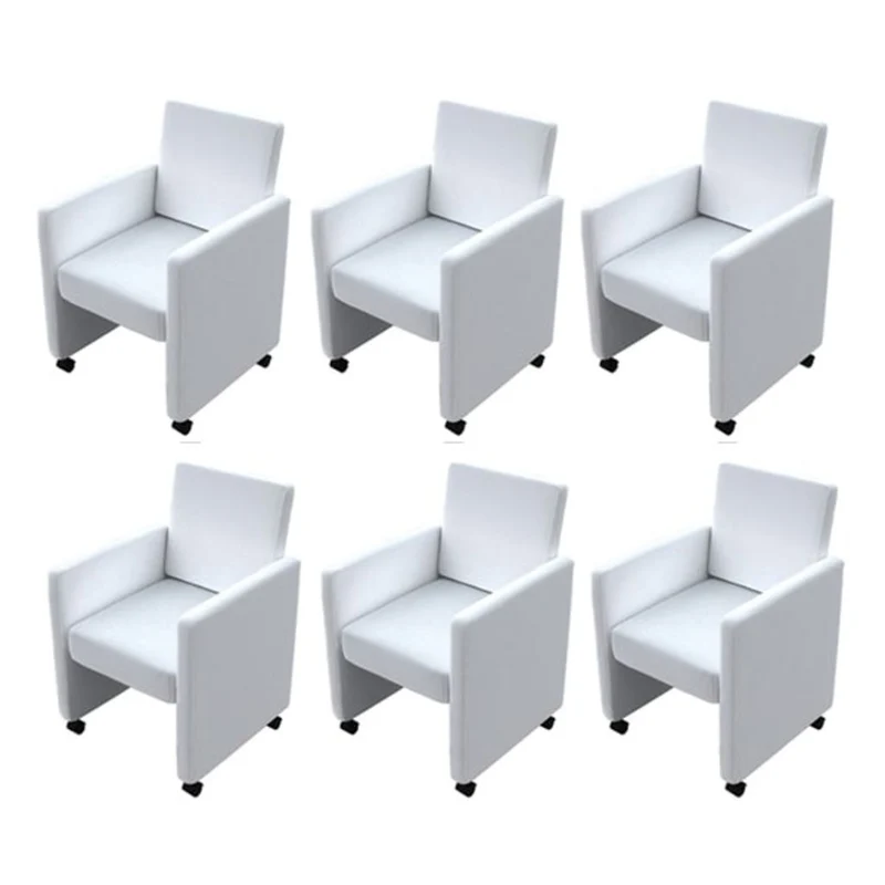Lot de 6 chaises de salle à manger cuisine design classique et moderne synthétique blanc CDS022166