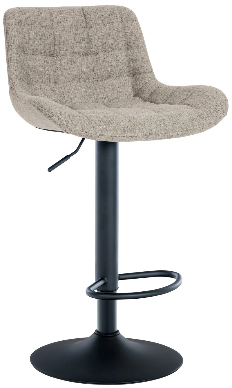Tabouret de bar x1 structure métallique noir assise en tissu taupe avec surpiqûres 10_0005448