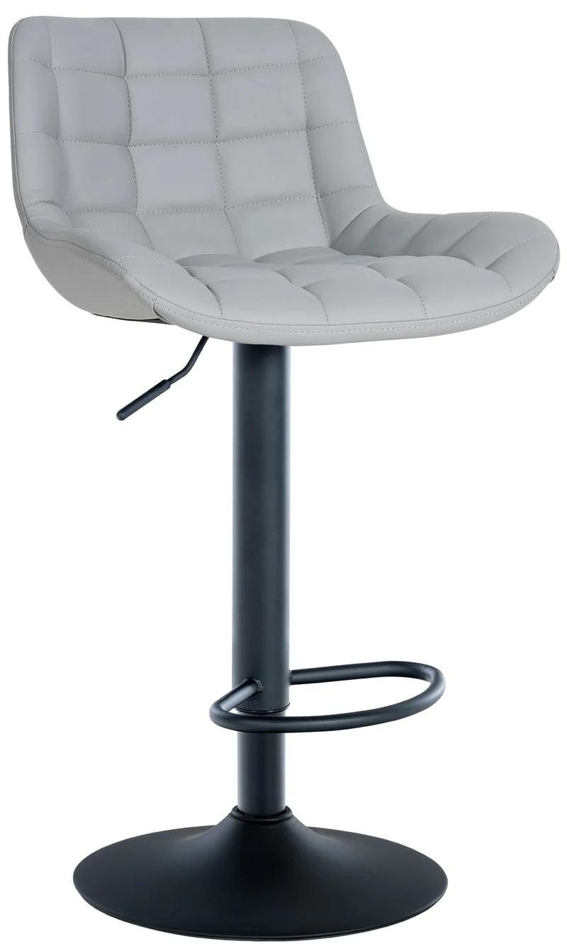Tabouret de bar x1 structure métallique noir assise en PVC gris avec surpiqûres 10_0005445