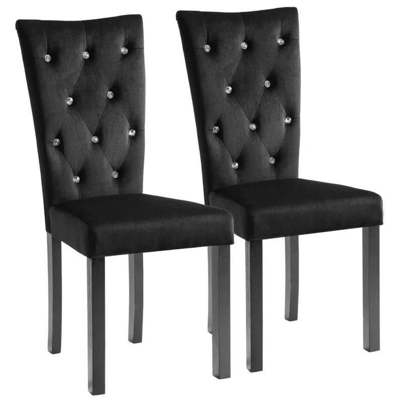 Lot de 2 chaises de salle à manger cuisine design contemporain velours noir CDS020897