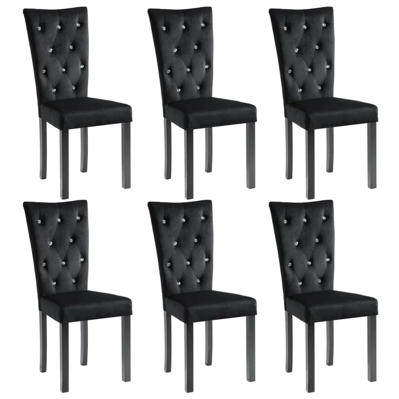 Lot de 6 chaises de salle à manger cuisine design classique velours noir CDS022739