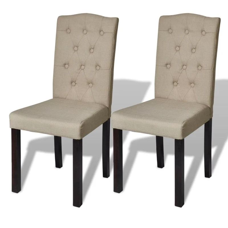 Lot de 2 chaises de salle à manger cuisine design classique tissu poil de chameau CDS020951
