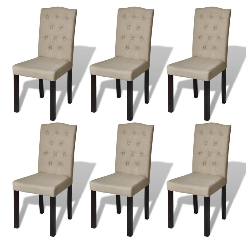 Lot de 6 chaises de salle à manger cuisine design moderne tissu poil de chameau CDS022780