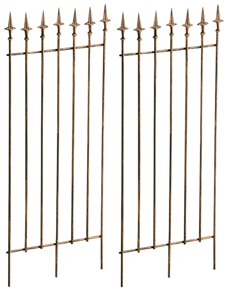 Lot de 2 treillis support pour plantes grimpantes décoration de jardin en métal bronze 10_0003832