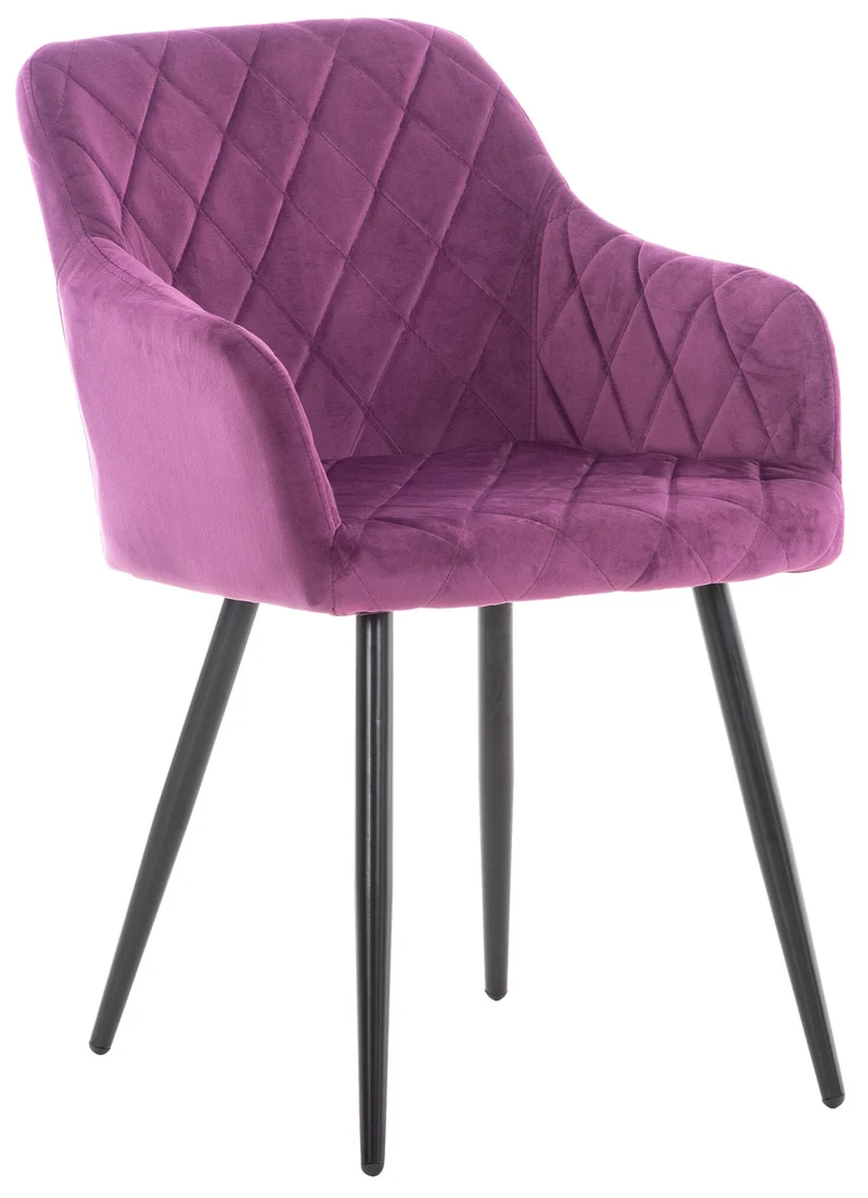Chaise de salle à manger design retro coutures décoratives en losanges assise en tissu violet 10_0002107