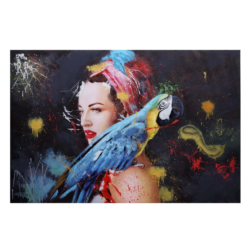 Tableau femme peint à la main 100 x 150 cm toile murale décorative cadre en bois de sapin toile en polyester 04_0010886