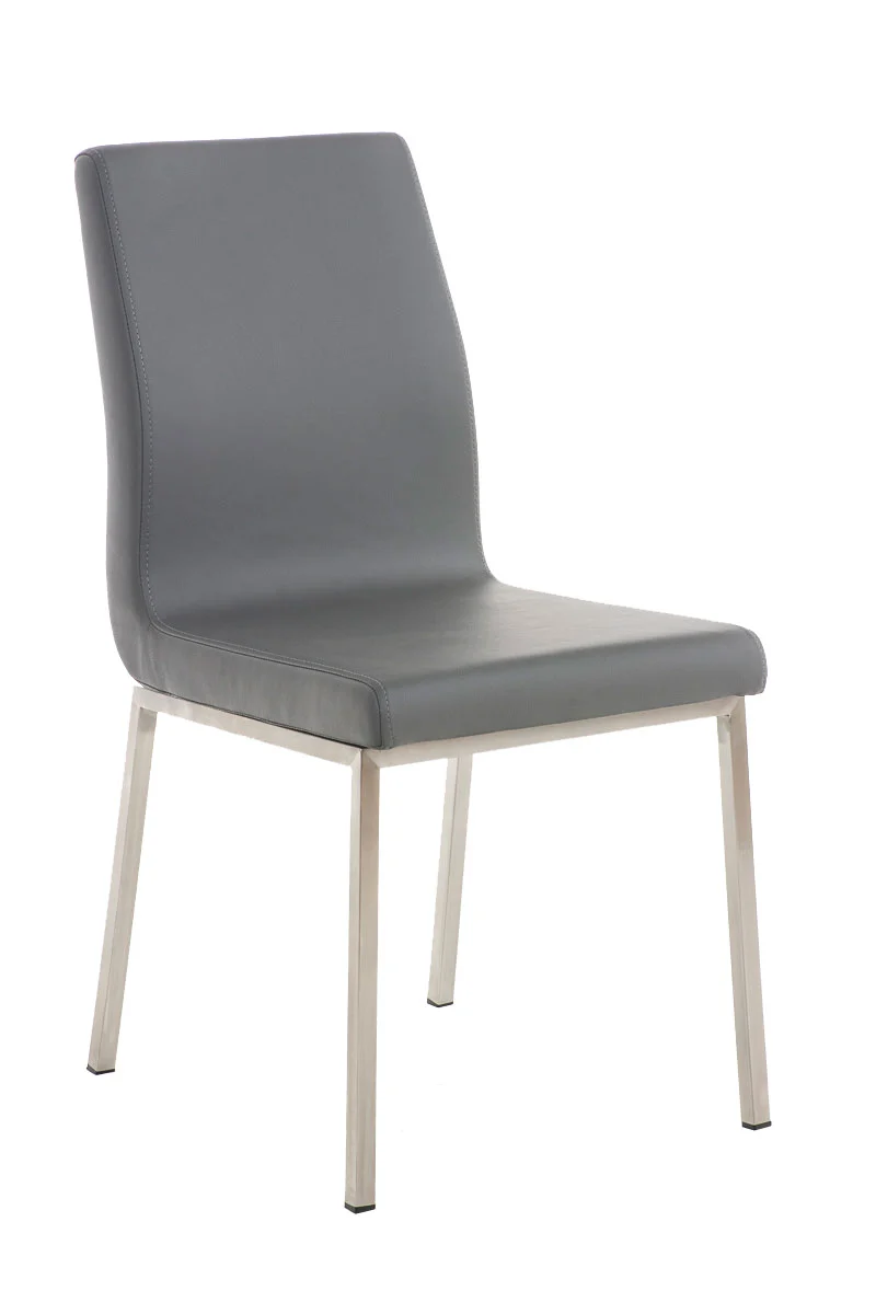 Chaise de salle à manger x1 style épuré en PVC gris et acier inoxydable 10_0002007