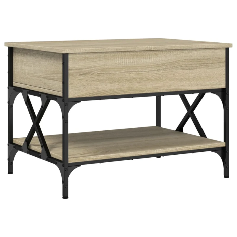 Table basse avec plateau relevable design industriel 70 x 50 x 50 cm bois d'ingénierie et métal DEC038986