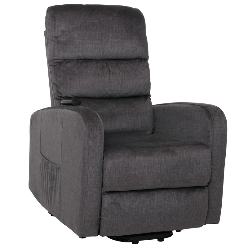 Fauteuil releveur électrique relax en tissu chenille gris foncé avec fonction allongée et télécommande 04_0010041