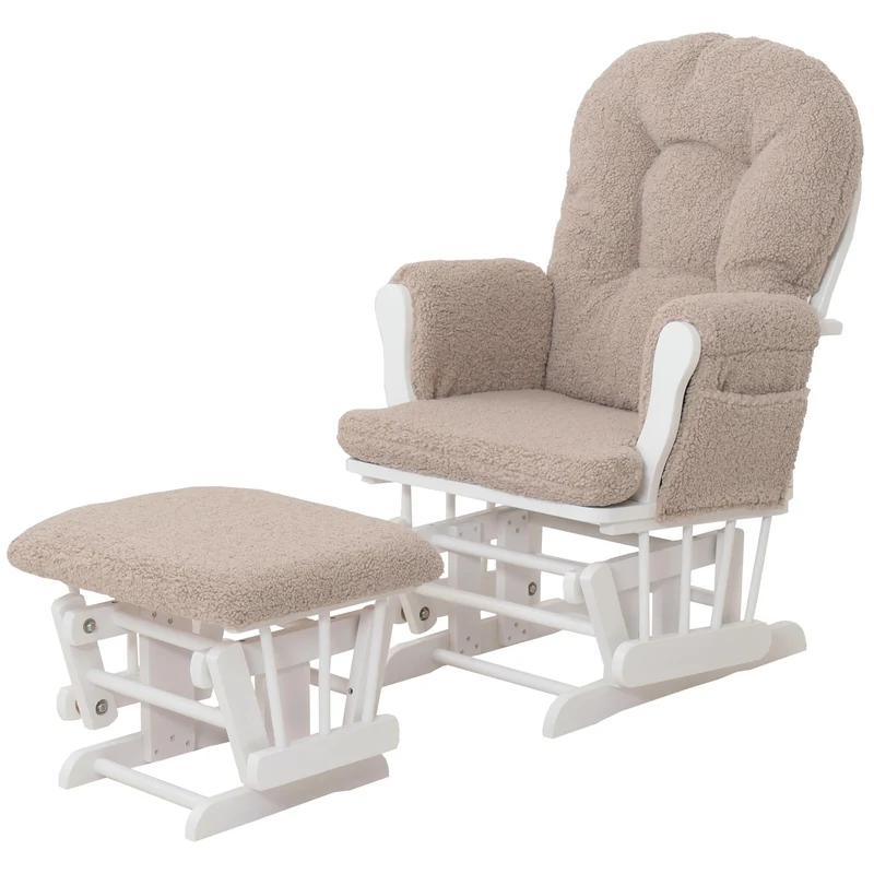 Fauteuil relax avec repose-pieds ergonomique 105 x 74 x 72 cm style moderne salon en tissu bouclé marron 04_0009678