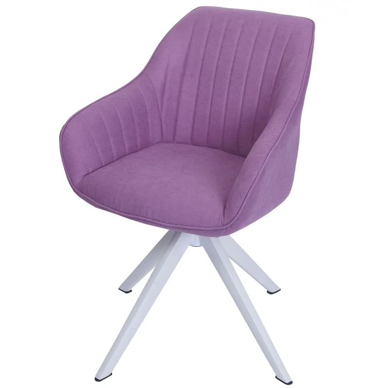 Chaise de salle à manger pivotante 360° avec accoudoirs tissu violet pieds en fer 04_0010033