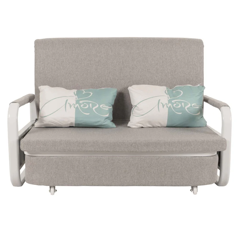 Canapé convertible avec coffre de rangement tissu gris clair 130x185 cm couchage 114x182 cm 04_0010093