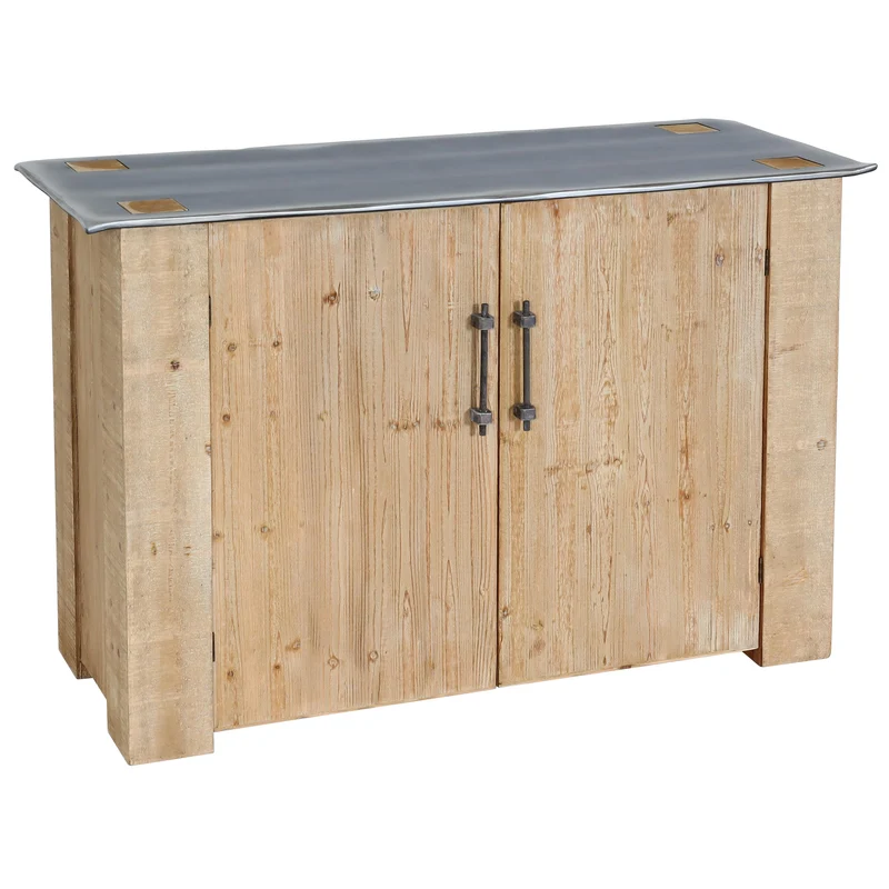 Buffet industriel en bois massif 120 cm avec tiroir et rangement style métal 04_0010233