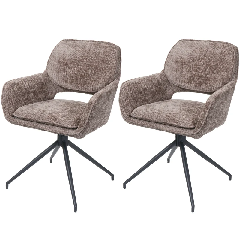 Lot de 2 chaises de salle à manger modernes 57 x 61 x 86 cm avec assise confortable et design épuré en tissu chenille marron 04_0009984