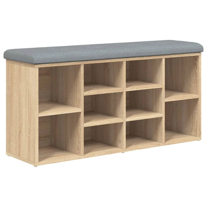 Banc de rangement à chaussures couleur chêne 102 x 32 x 50 cm bois d'ingénierie brun DEC024885