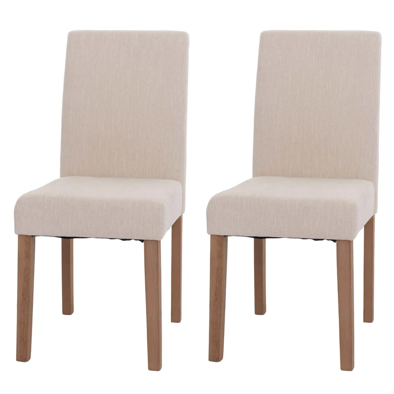 Lot de 2 chaises de salle à manger dossier haut en tissu chenille crème pieds en bois clairs 04_0007321