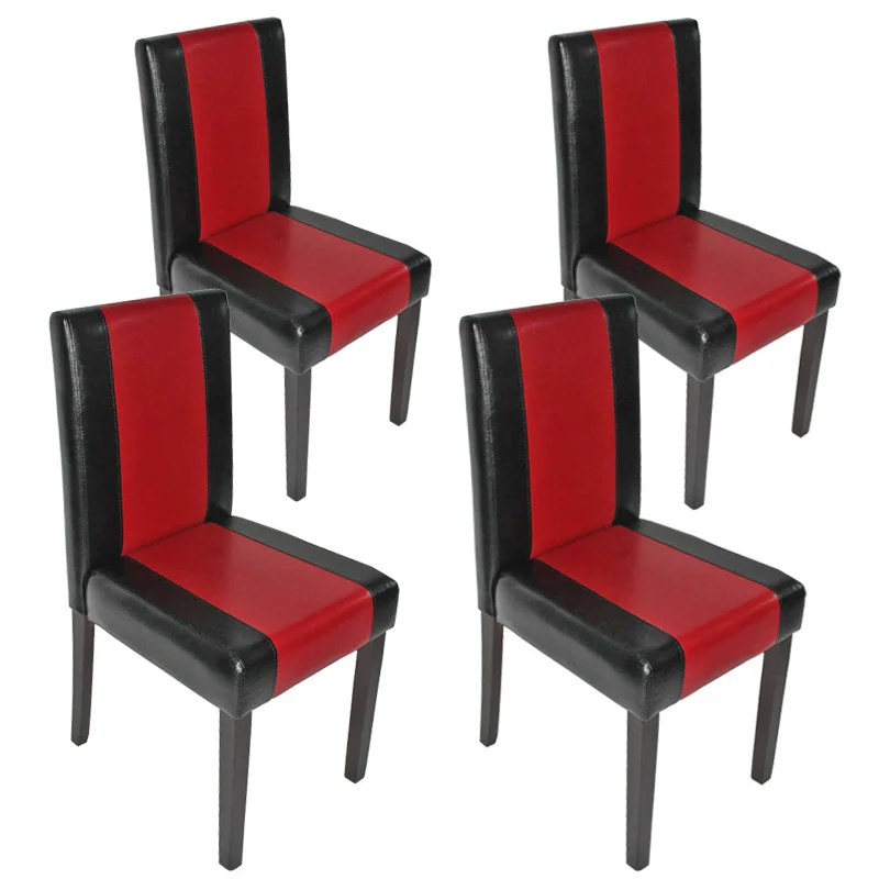 Lot de 4 chaises de salle à manger cuisine design moderne en PVC noir-rouge pieds foncés 04_0007529