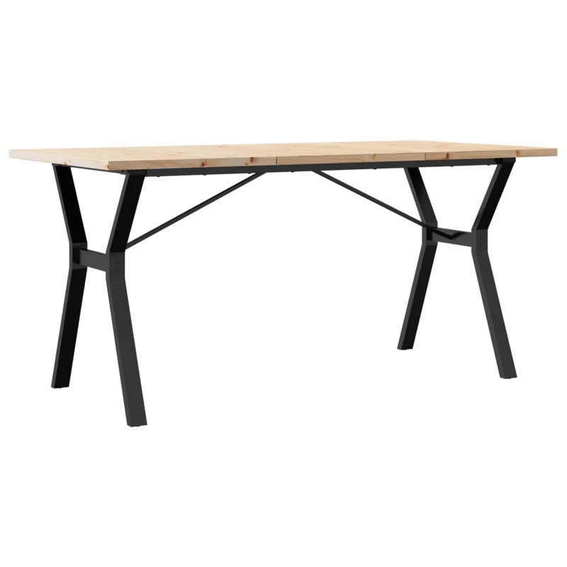 Table de salle à manger design industriel 140 x 80 x 75,5 cm bois pin massif et acier DEC036825