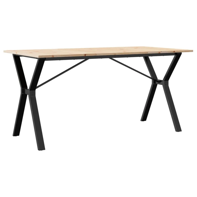 Table de salle à manger design industriel 140 x 80 x 75 cm bois de pin massif et acier DEC036824