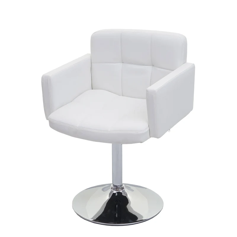 Chaise de salle à manger pivotante en PVC blanc coins et bords arrondis hauteur fixe 04_0006283