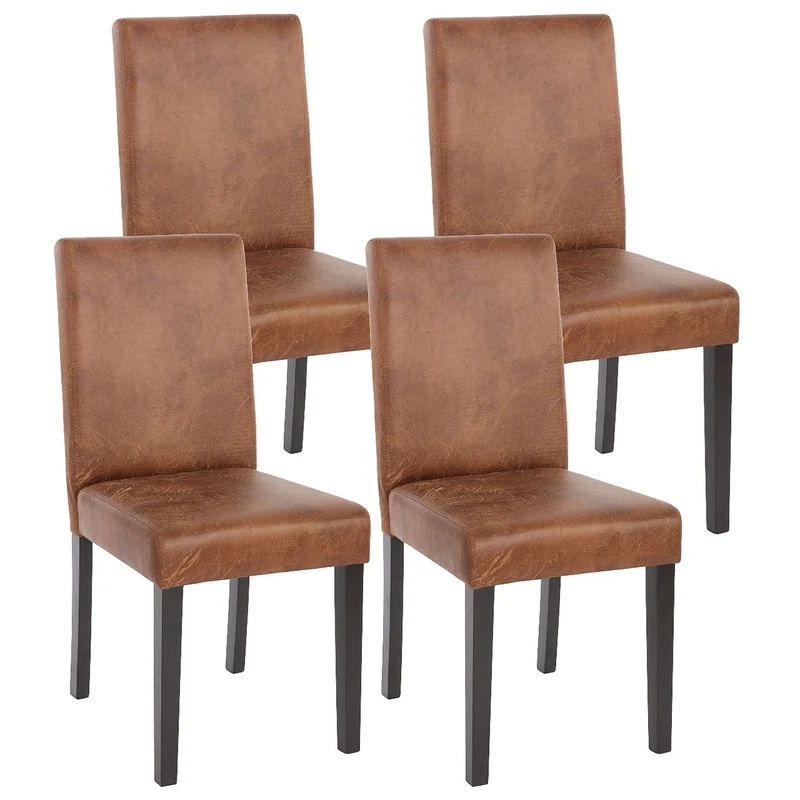 Lot de 4 chaises de salle à manger synthétique marron vieilli pieds foncés CDS04150