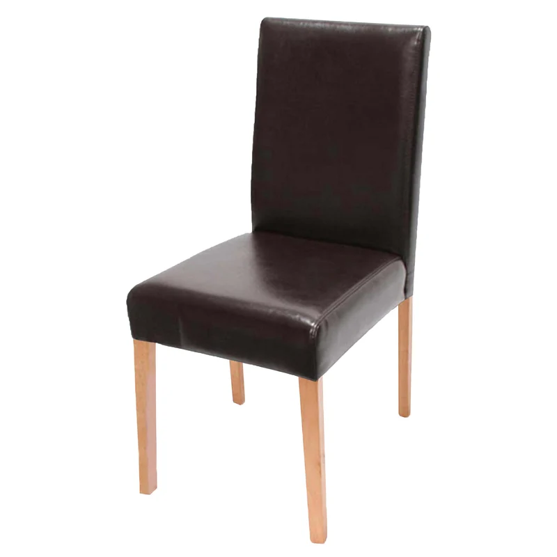 Chaise de salle à manger cuisine en cuir marron pieds en bois clair style moderne 04_0002330