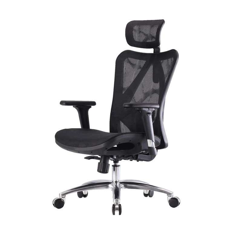 Fauteuil de bureau siège et dossier de forme ergonomique siège pivotant et réglable revêtement en maille noir 04_0006218