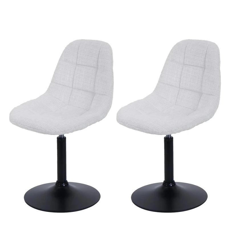 Lot de 2 chaises de salle à manger pivotantes 360° pied central en acier siège en tissu chenille crème 04_0009888